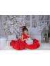 One Shoulder Red Tulle High Low Flower Girl Dress